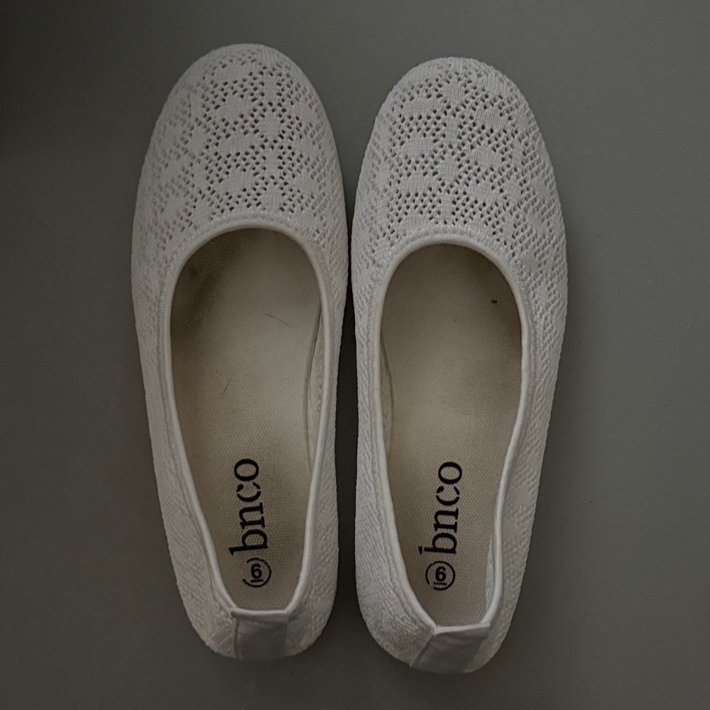 Women's White Crochet Flats